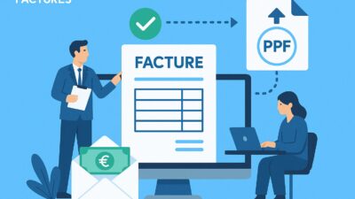 Illustration 3D flat d’un DAF traitant une facture fournisseur connectée au PPF – Weproc