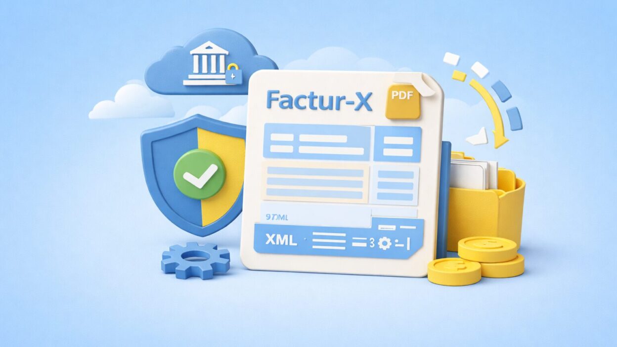 Illustration du format Factur-X combinant facture PDF et données XML pour la conformité à la facturation électronique en 2026