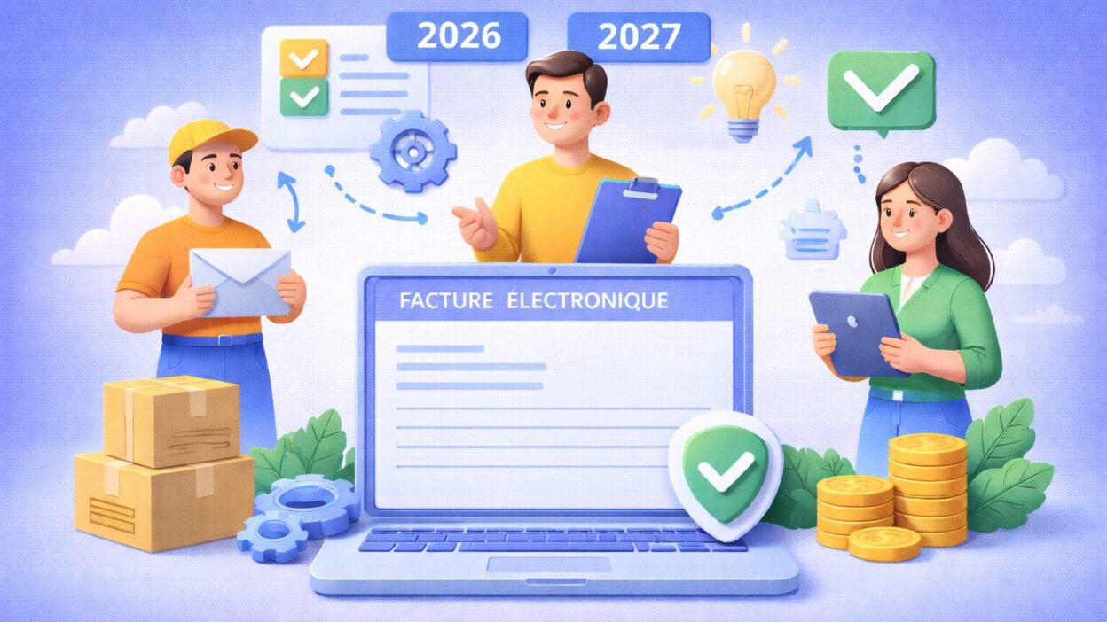 Illustration de l’accompagnement des fournisseurs vers la facturation électronique avec échanges structurés et conformité 2026–2027