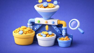 Illustration 3D de la méthode ABC montrant la classification des coûts pour optimiser la rentabilité