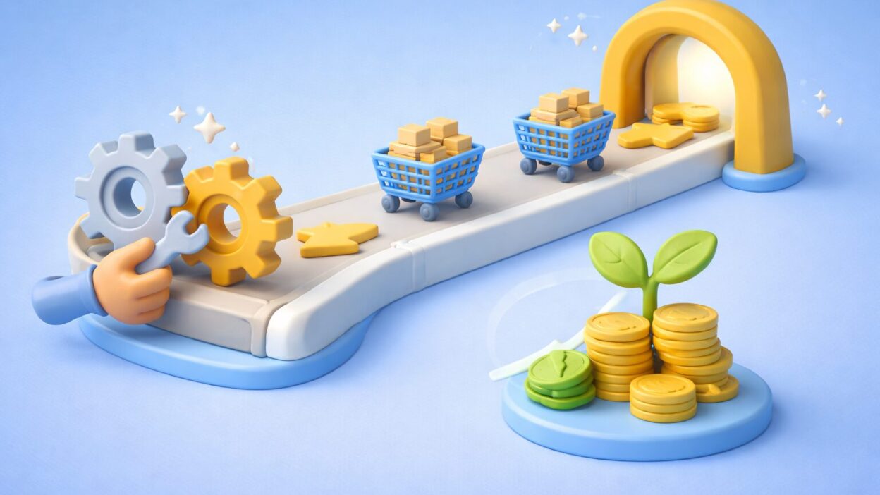 Illustration d’un processus achats optimisé avec flux automatisé, amélioration continue et croissance de la performance financière