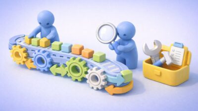 Illustration de l’optimisation des processus opérationnels avec amélioration continue et contrôle des flux